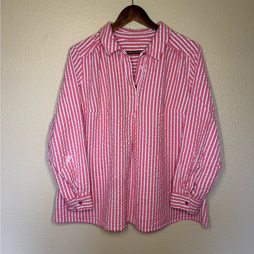 Pink Striped Seersucker Shirt